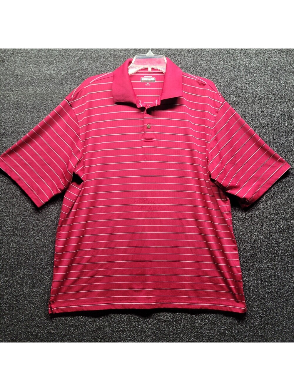 Kirkland Signature Men's Sz XL Red Striped Golf Polo Shirt